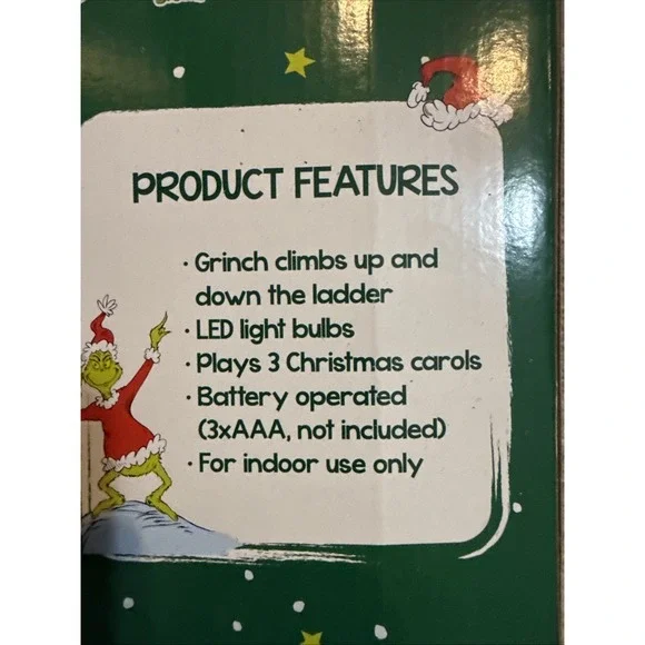 Animated Grinch 17" Ladder Climbing Tabletop Christmas Tree Decoration LED - Picture 7 of 7